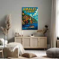 Amalfi Coast Poster Wall Art Scenic Italian Seaside Print