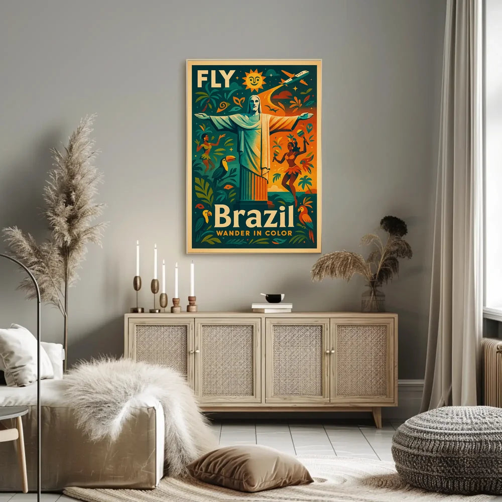 Brazilian Travel Adventure Retro Vibrant Colorful Travel Poster PosterGoat