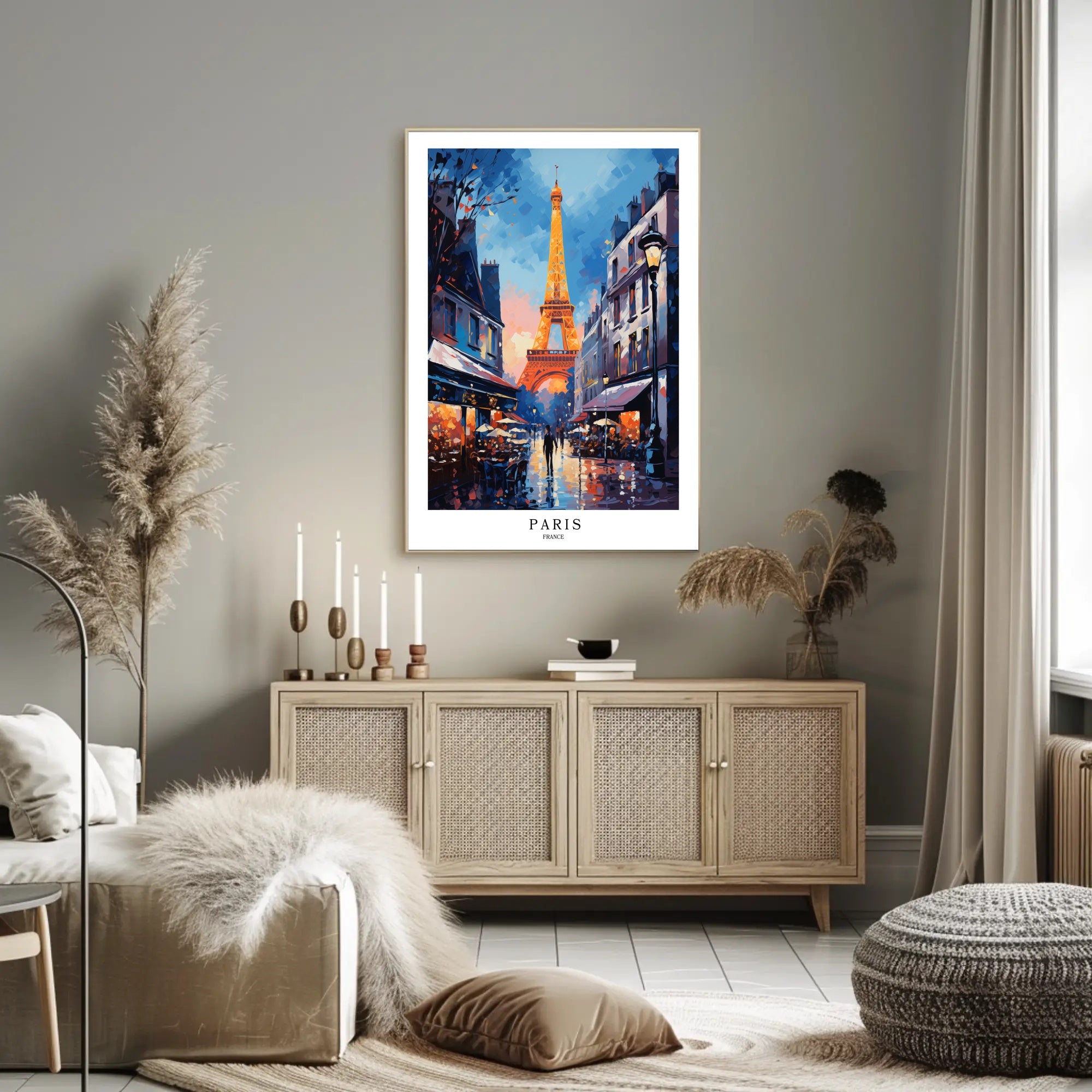 Parisian Romance Twilight Street Scene Urban or Cityscape Poster PosterGoat