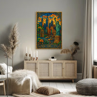 New York City Stained Glass Poster Abstract Wall Art