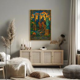 New York City Stained Glass Poster Abstract Wall Art