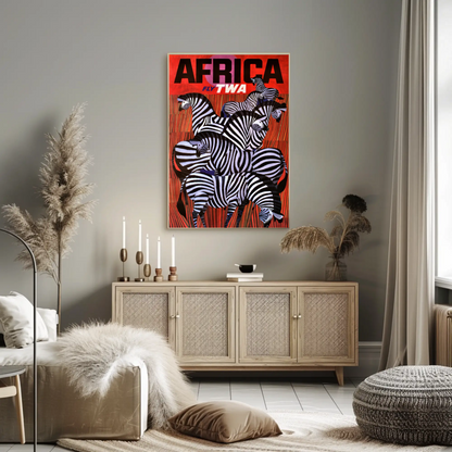 1960s AFrica - Fly TWA Vintage Style Travel Poster