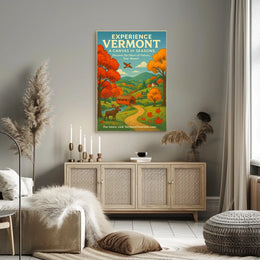 Vermont Scenery Nature Autumn Illustration Poster