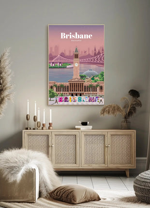Brisbane Landmarks Illustration Travel Poster