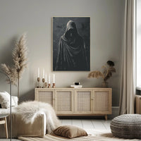Mysterious Hooded Figure Dark Fantasy Poster PosterGoat