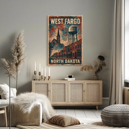 West Fargo Nostalgic Americana Travel Poster
