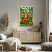 Santa's Whimsical Workout Festive Pop Culture Poster