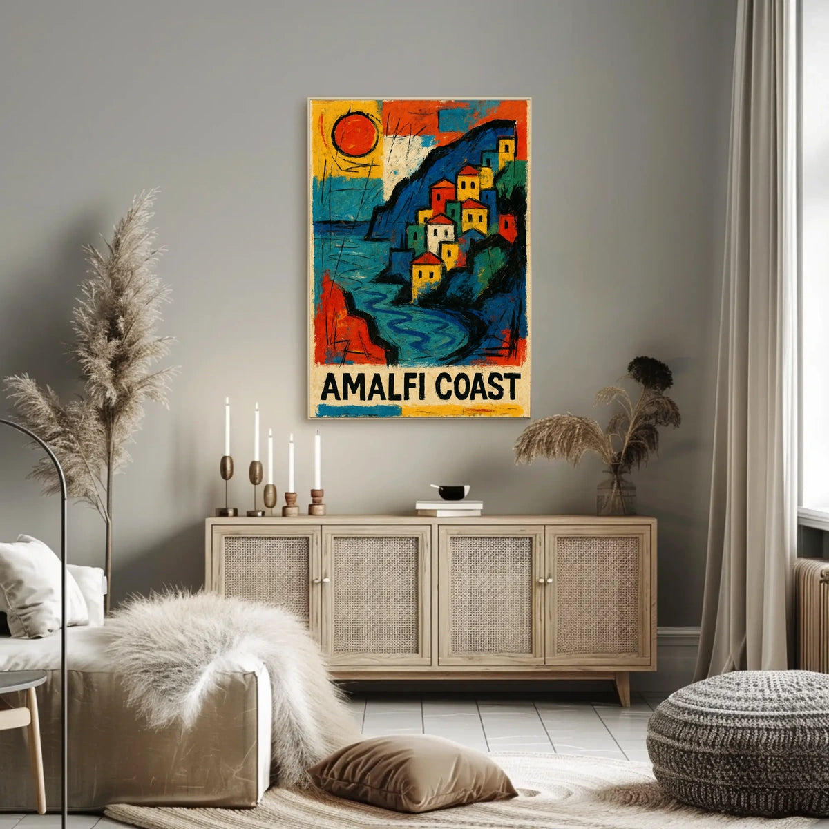 Amalfi Coast Vibrant Seaside Art Poster For Home Decor