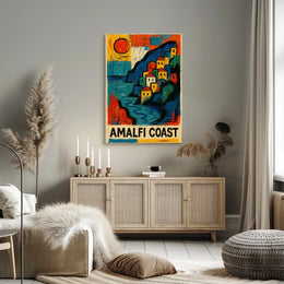 Amalfi Coast Vibrant Seaside Art Poster For Home Decor