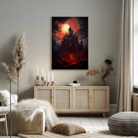 Haunted Castle Under Blood Moon Poster PosterGoat