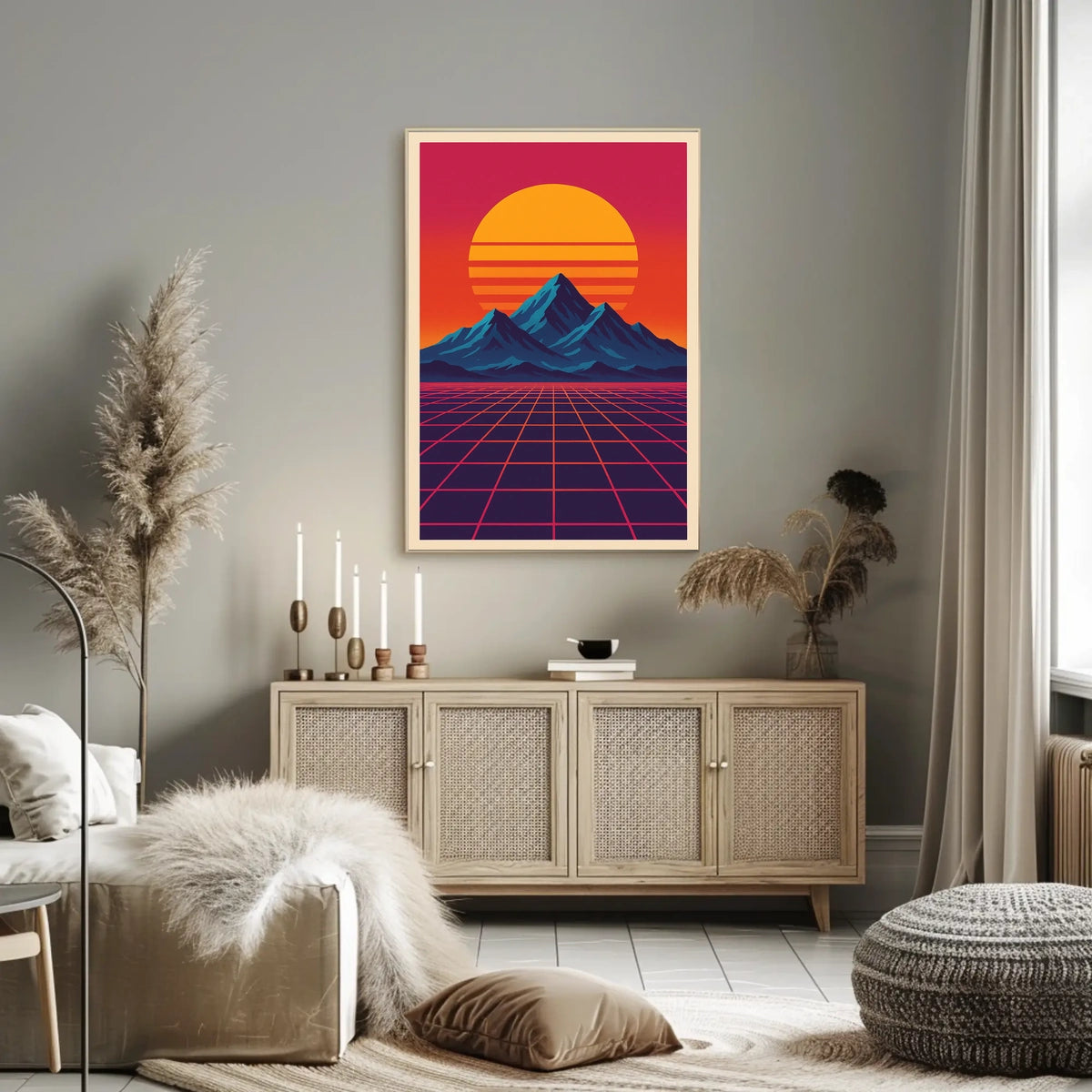 Retro-Futuristic Sunset Synthwave Futuristic Sci-Fi Poster