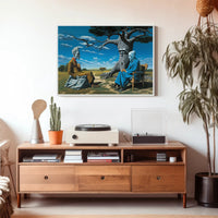 Surreal Desert Conversation with Human-Nature Elements Fantasy Poster