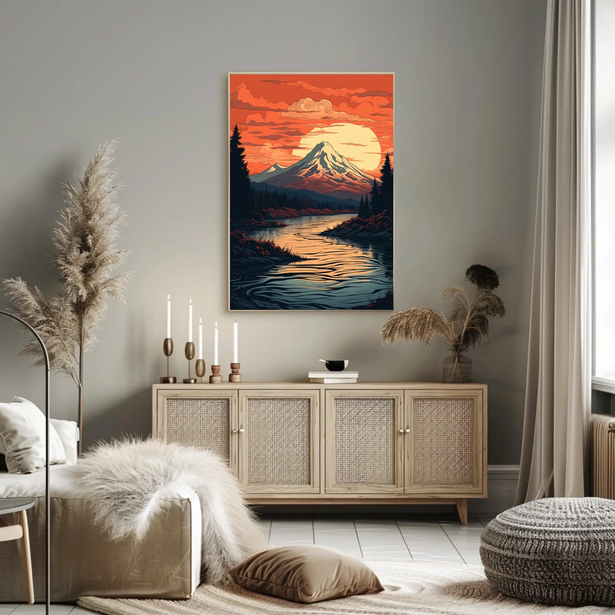 Serene Mountain Sunset Poster PosterGoat