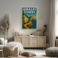Amalfi Coast Poster Wall Art 18x24 Coastal Landscape