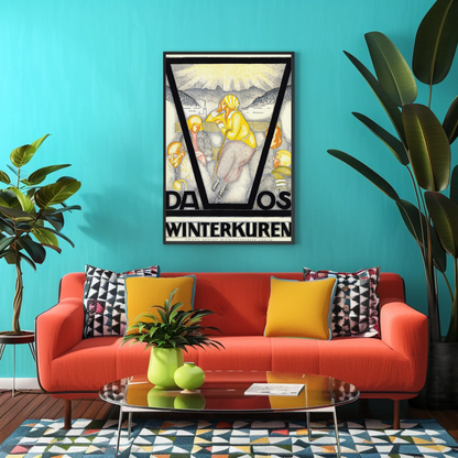 Davos Winterkuren Vintage Poster