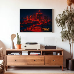 Detroit Skyline at Night Poster