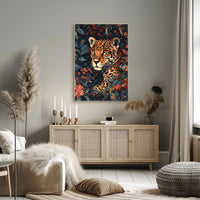 Majestic Jaguar Wall Art in Bloom Print