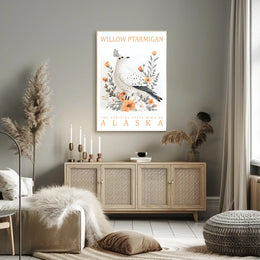 Willow Ptarmigan Alaska Nature Art Poster Print