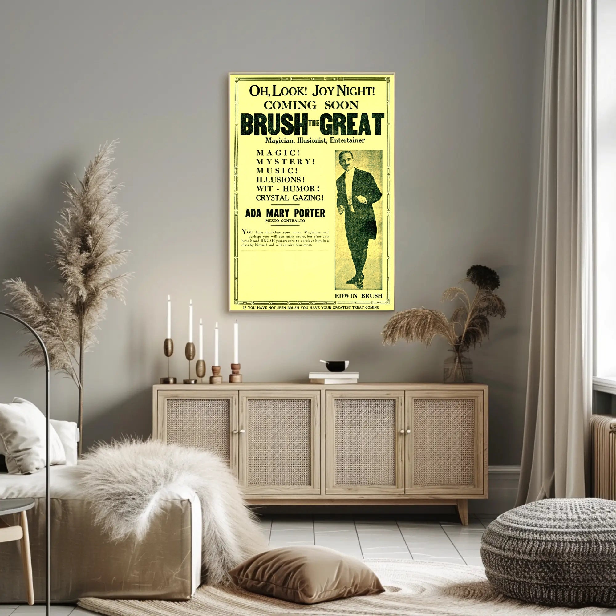Vintage Magic Performance Poster Featuring Edwin Brush Illusionist