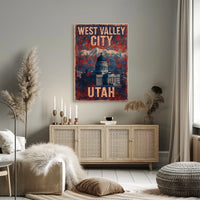 Vintage Capitol Architecture Majestic Mountain Backdrop Art Deco Patriotism Poster