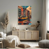 Amsterdam Scenic Canals Artistic Heritage Travel Poster