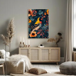 Vibrant Nature Wall Art Print with Bird Design
