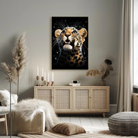 Leopard's Cosmic Wonder: Photorealistic Wildlife Art Poster