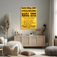 Houdini Magic Show Vintage 1914 Cultural or Heritage Poster