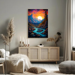 Vibrant Mountain Sunset Poster PosterGoat