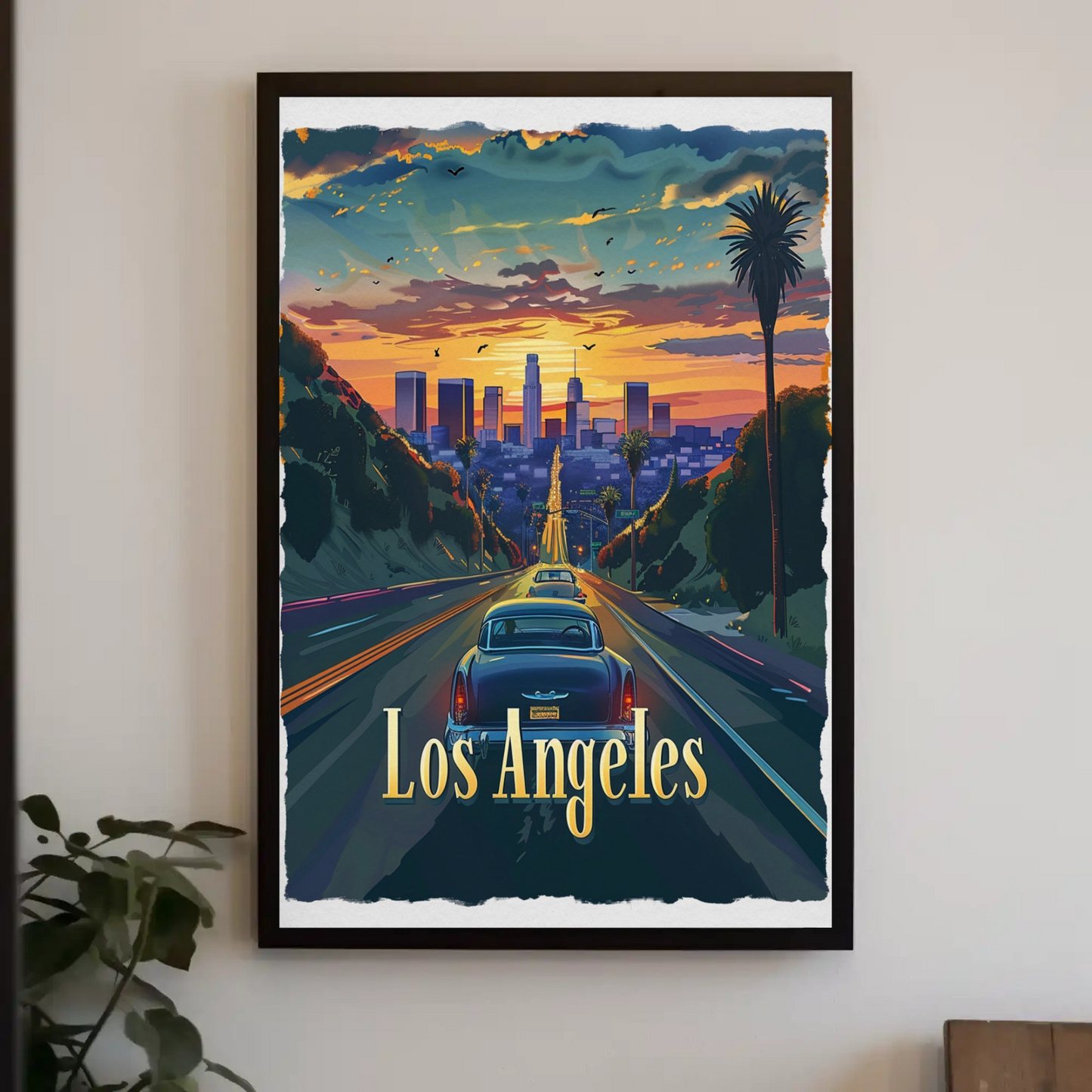 Los Angeles Sunset Boulevard Classic Cars Travel Poster Travel Poster