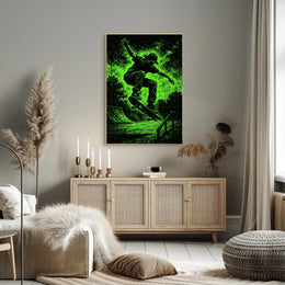 Dynamic Skateboarder Performing Trick Sports Poster