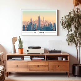 New York City Skyline Illustration Poster Modern Wall Art