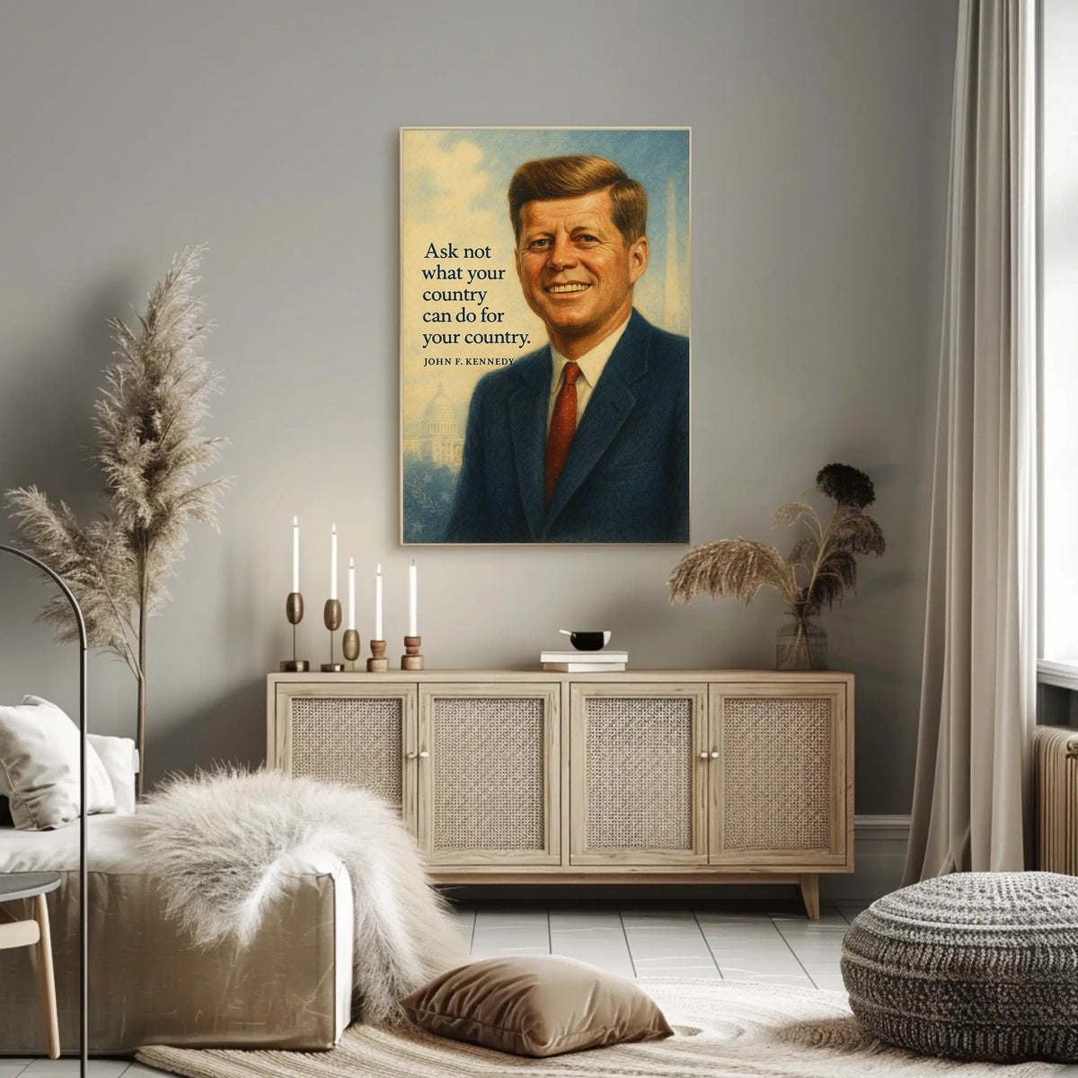 Vintage JFK Poster: Patriotic Inspiration and Civic Duty