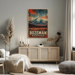 Wanderlust Bozeman Montana Mountain Town Watercolor Scenic Museum Quality Poster