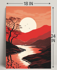 Tranquil Sunset Landscape Poster