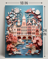 Whimsical Cityscape In Bloom Poster