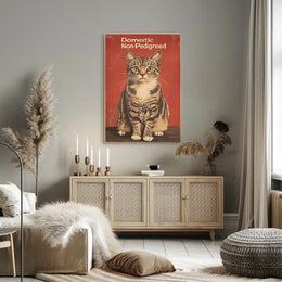 Domestic Non Pedigreed Cat Portrait Realistic Style Poster