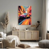 Luxury Speed: Vibrant Pop Art Sports Car Poster