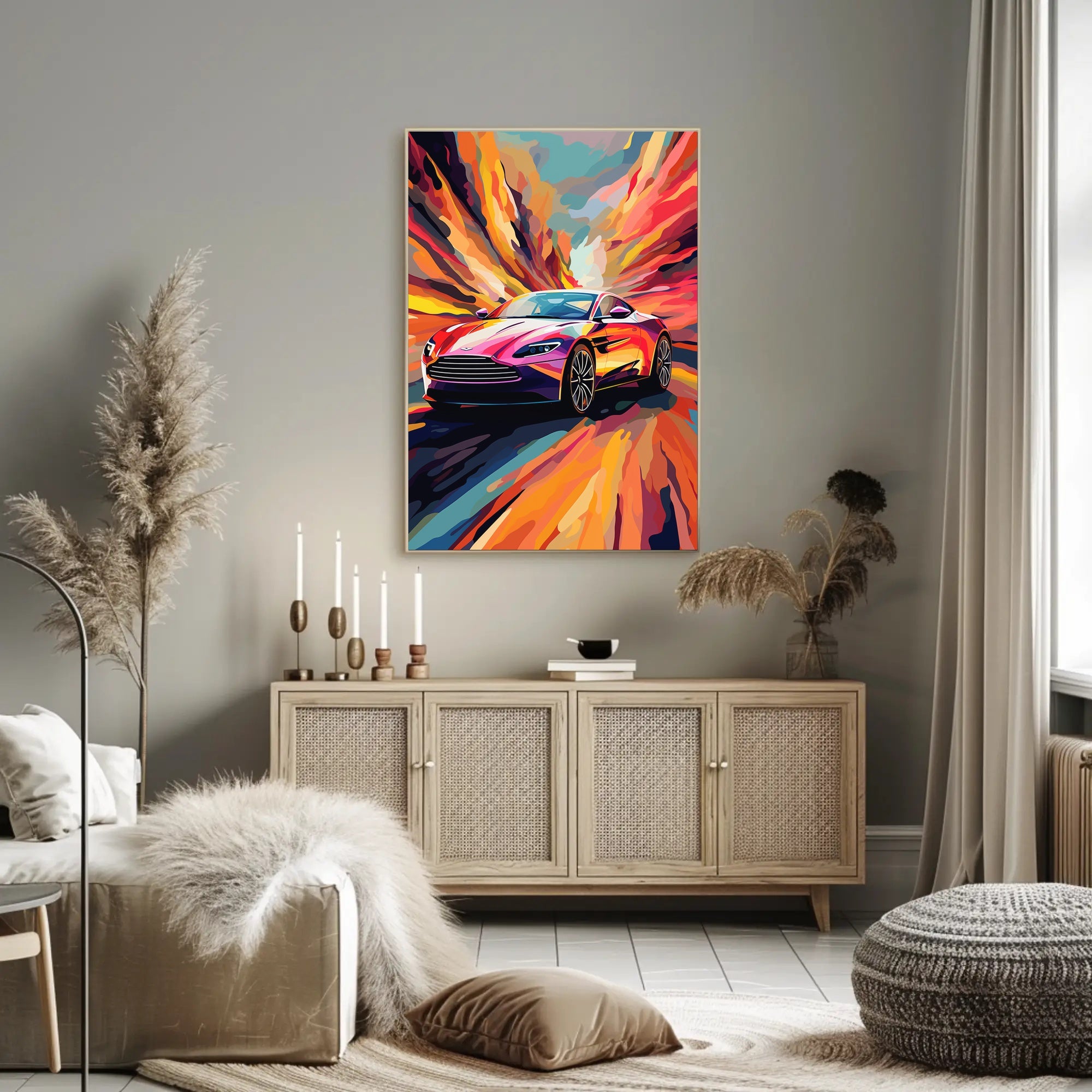 Luxury Speed: Vibrant Pop Art Sports Car Poster