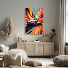 Luxury Speed: Vibrant Pop Art Sports Car Poster