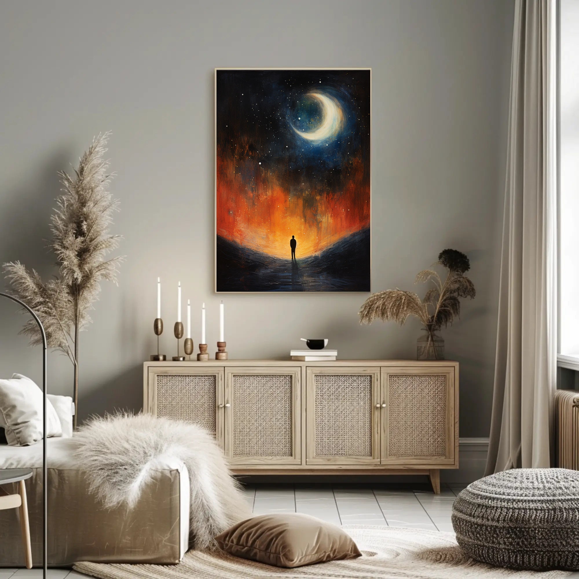 Solitary Reflection Under The Crescent Poster
