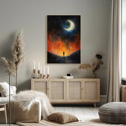 Solitary Reflection Under The Crescent Poster
