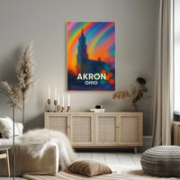 Akron Vibrant Rainbow Cityscape Impressionism Poster