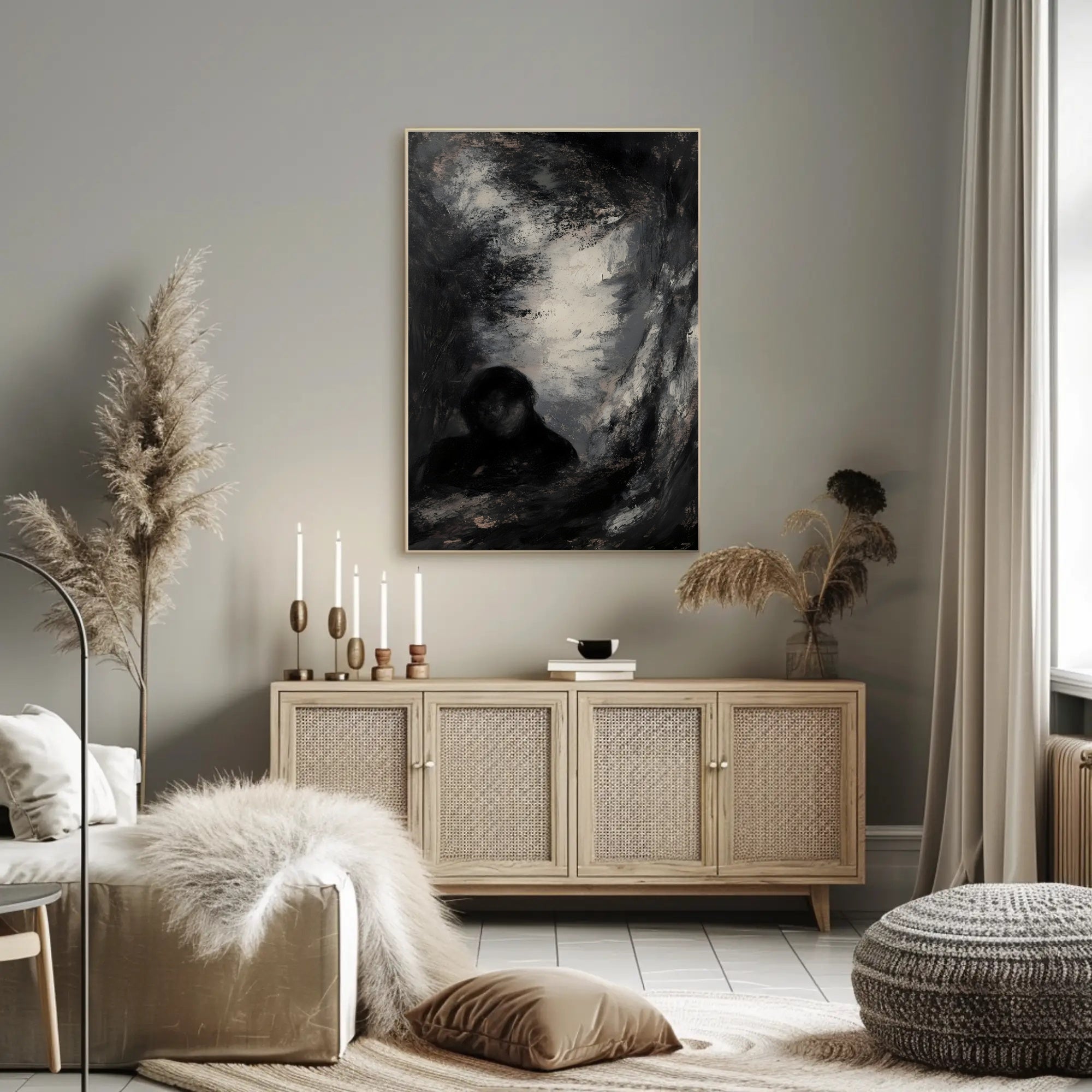 Dark Shadowy Figure Abstract Art Poster PosterGoat