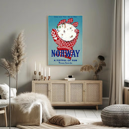 Vintage Norway Travel Poster with Nordic Skiing Adventure PosterGoat