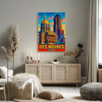 Des Moines, Iowa Vibrant Cityscape Poster