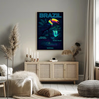 Brazilian Wildlife Adventure: Neon Rainforest Art Poster