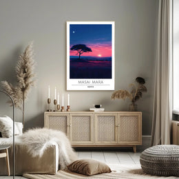 Masai Mara Sunset Travel Poster