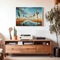 Surrealistic Landscape with Elongated Sculptures Artistic Poster