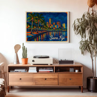Suva, Fiji Nighttime Cityscape Poster